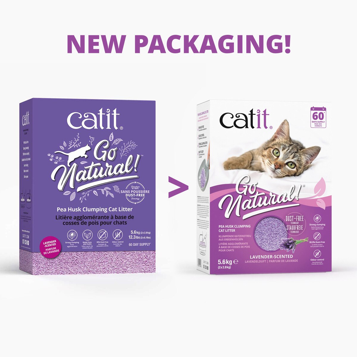 Catit Go Natural Pea Husk Clumping Cat Litter With Lavender - 14 Litres_1